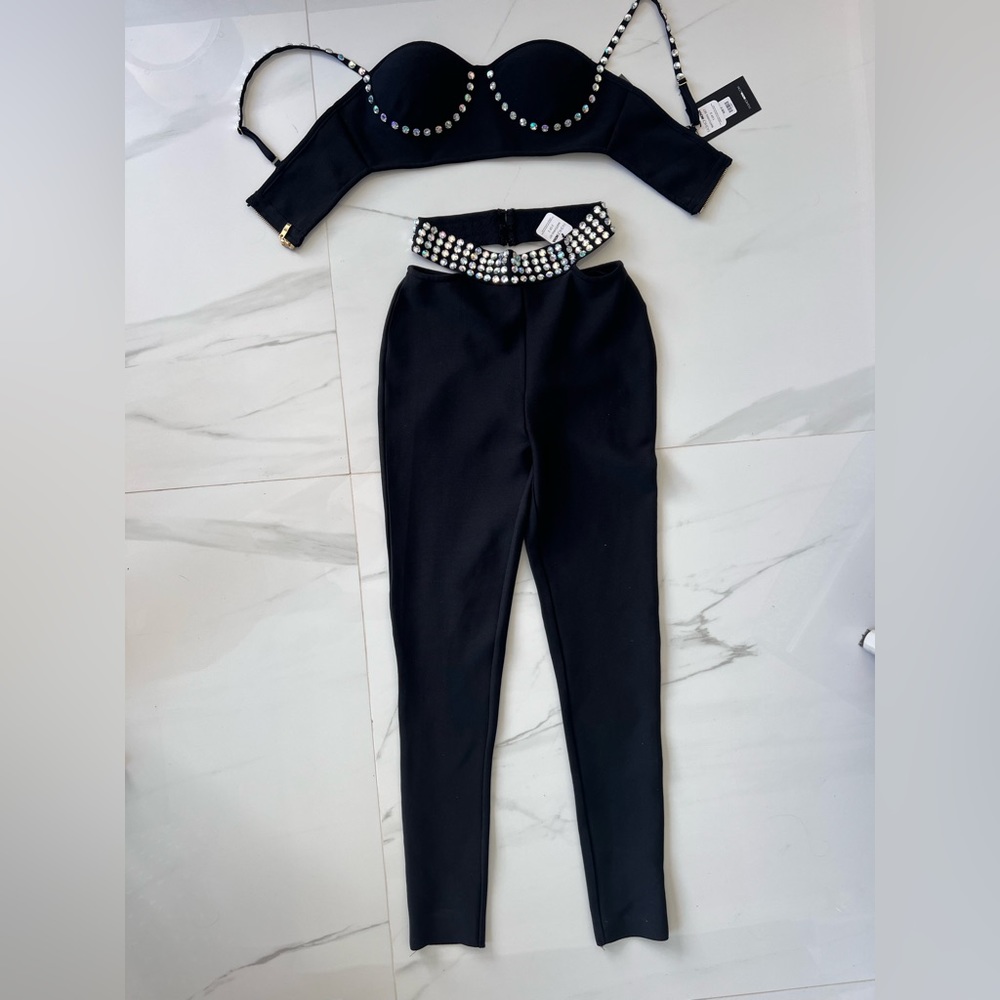Fashion Nova Set - Black w rhinestones